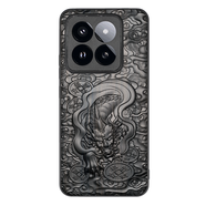 新款小米14實(shí)木質(zhì)手機殼14Pro防摔保護套高檔檀木浮雕定制13ultra 招財貔貅 小米14