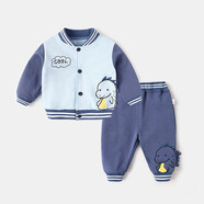 寶寶套裝春秋運動童裝兒童春季洋氣兩件套一歲嬰兒衣服小童春裝男 藍(lán)色 80cm