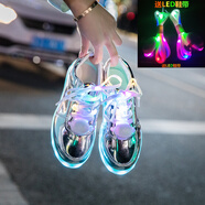 鬼步鞋充電夜光夏天男生鞋子防水usb男l(wèi)ed七彩發(fā)光鞋女學生黨會發(fā)光的鞋鞋熒光鞋 亮銀色 送LED鞋帶 43
