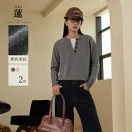 A.YILIAN【商場(chǎng)同款】阿依蓮假兩件針織毛衣女25冬季新款時(shí)尚百搭寬松上衣 薄暮灰 S