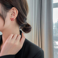 玖維婭925銀針紅色耳環(huán)女長(cháng)款珍珠耳墜高級感潮韓版氣質(zhì)網(wǎng)紅時(shí)尚新款耳飾品 JYD0157蝴蝶結紅色耳環(huán)