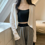 妙奕嘉外套女上衣針織衫開衫薄款披肩女外搭2025夏季配長裙裙子白色罩衫 白色針織開衫短款 均碼
