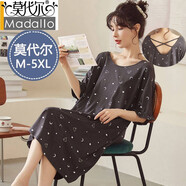 莫代爾自帶胸墊性感露背短袖棉睡裙女夏中長(cháng)款薄款夏季200斤冰絲可外穿 XM3312莫代爾睡裙 無(wú)墊 XL