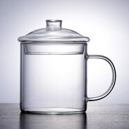 卡西菲kaxifei致敬經(jīng)典大容量耐熱玻璃茶缸懷舊革命玻璃泡茶杯帶蓋復古花茶杯子 透明 700ml