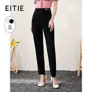愛特愛（EITIE）氣質(zhì)OL高腰顯瘦小腳休閑褲通勤簡約百搭春季新款6905601 黑色20 L 165