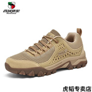 西域駱駝（VANCAMEL）2024新款男鞋防滑耐磨牛筋底網(wǎng)面透氣戶外登山鞋 AE505米色 42