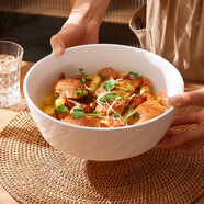 INMIND HOUSE家用米飯碗湯碗陶瓷碗家用吃飯碗餐具單個(gè)沙拉碗湯盆大號面碗創(chuàng  )意 9英寸直身碗-雅黑