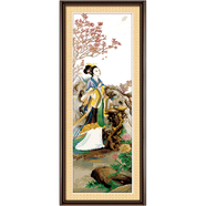 奈思印花線繡十字繡2025四大美女古典人物客廳大幅中國風(fēng)玄關(guān)走廊小款 單個貂蟬拜月秋-36*100cm【高清彩色印花】 【生態(tài)棉線】
