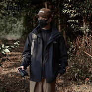 吉普（JEEP）沖鋒衣外套男女秋冬季新款戶外三合一防風(fēng)保暖登山服可拆卸夾克男 【男女款】黑色-三合一 S(建議125-135斤)