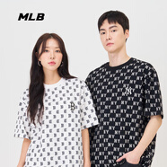 美職棒（MLB）官方 短袖女2024夏季新款NY滿印老花男女同款衣服夏裝時尚圓領(lǐng)T恤 波士頓隊/奶油色 S 165/88A