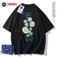 NASA GISSNASA官網(wǎng)聯(lián)名短袖t恤男國潮China故宮半袖純棉新款夏季寬松男裝 NA80134黑色 XL  建議150-170斤