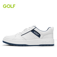 高爾夫（GOLF）男鞋真皮透氣休閑鞋厚底增高百搭時尚小白鞋男防滑耐磨平跟板鞋男 白藍(lán)色 41