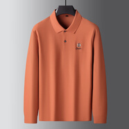 胖大帥加肥加大碼男士春秋長(cháng)袖T恤衫特大號胖子寬松休閑肥佬特體上衣T 橘色 XL （建議120-140斤）