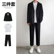 凡迪時(shí)尚 西裝套裝男休閑西服套裝男墜感寬松大碼痞帥學(xué)生畢業(yè)季成人禮 01三件套 西裝+西褲+白短袖 L（120-140斤以?xún)龋?
                                         title=