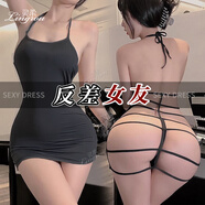 靈柔 情趣內(nèi)衣 性感睡衣露背包臀裙吊帶睡裙制服誘惑女 夫妻刺激房事變態(tài)激情套裝免脫丁字褲