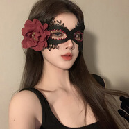 情趣眼罩蕾絲黑色花朵面具項圈耳飾套裝sm可愛(ài)調情道具假面舞會(huì )裝扮道具情侶半臉面具眼罩夜面罩情趣用品 黑色花朵面具