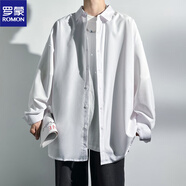 羅蒙高端冰絲短袖襯衫男士裝白色免燙抗皺潮流寬松休閑襯衣上衣服 2208白色（長款） 2XL