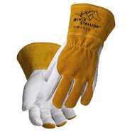 Black Stallion 中號防護焊接手套 山羊皮掌面牛皮背部 耐熱防護