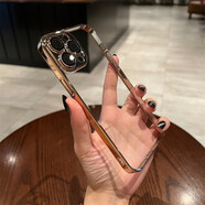 韻寧 【全包鏡頭膜硬殼】高級感超薄透明電鍍適用iphone手機殼蘋果保護殼簡約風新款防摔輕奢高檔款 土豪金【進口高品質(zhì)，不掉漆】 iPhone XS Max