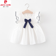 皮爾卡丹（pierre cardin）女童純棉連衣裙夏季兒童小女孩背心裙0到3歲女寶寶夏裝公主裙子 白色乖乖女 85 cm(85cm)