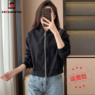 AEMAPE小個(gè)子高腰短款刺繡棒球服外套女2025年新款春秋休閑百搭?yuàn)A克上衣 黑色 常規(guī) M