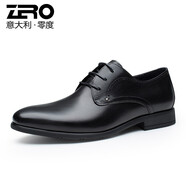 零度男鞋皮鞋男 新品皮鞋男士商務(wù)休閑鞋男舒適經(jīng)典正裝鞋子 黑色 40