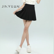 金苑（JINYUAN）高腰百褶裙女夏季新款小個(gè)子顯瘦短裙a字jk半身裙B232103 黑色 S