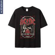 寶凡柏ACDC重金屬搖滾樂(lè )隊衣服 時(shí)尚潮流棉圓領(lǐng)短袖T恤男女寬松初高中大 黑色 2XL