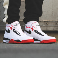 耐克（NIKE）官方艦店男鞋新款運動(dòng)鞋AIR FLIGHT 89氣墊休閑鞋AJ4兄弟籃球鞋 白/黑/大學(xué)紅/AJ4兄弟款 41