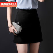 DGPZ半身裙女商務(wù)休閑西裝裙A字裙通勤顯瘦工裝裙W0895 黑色 XL