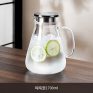 青蘋果（QINGPINGGUO）家用涼水壺高硼硅玻璃冷水壺大容量水壺水 1700ml 【3.0加厚】噸噸壺【304鋼蓋】 1L以上