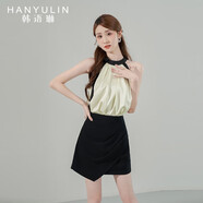 韓語琳空間韓語琳上衣女夏款高級(jí)感法式掛脖小衫2023新款小個(gè)子短款顯瘦襯衫 果綠 S