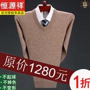 恒源祥100純色羊毛絨衫羊毛衫男半高領(lǐng)秋冬季長(cháng)袖套頭寬松毛衣男打底衫 駝色V  100%不起球不掉色 2XL 180/92A 建議穿160-175斤