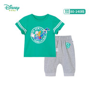 迪士尼寶寶（Disney Baby）迪士尼童裝男童套裝迪士尼寶寶純棉短袖T恤七分褲2件套 綠色 7歲/身高140cm