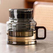 瓷牌茗茶具（cipaiming teaset）輕奢茶水分離茶杯家用高硼硅耐熱玻璃杯迷你墩墩杯帶過(guò)濾簡(jiǎn)約杯子 青灰敦敦壺 400ml
