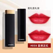 香奈兒（Chanel）魅力精粹精油唇膏滋潤(rùn)黑金黑細(xì)管口紅禮盒送女友老婆生日禮物禮盒 858 藍(lán)調(diào)正紅【一支裝】 配送禮盒禮袋