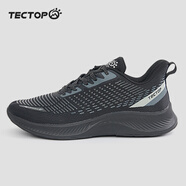 探拓（TECTOP）戶(hù)外男鞋跑步鞋女情侶款運動(dòng)鞋夜間反光減震回彈夏季透氣舒適鞋子 男款黑色 39