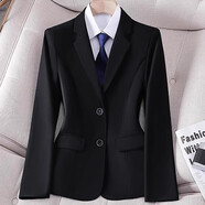 簡(jiǎn)蜓職業(yè)裝套裝女工作服外套春秋新款高級西裝酒店經(jīng)理大學(xué)生面試正裝 黑色單西裝（其他顏色備注） 3XL 【127-137斤左右】