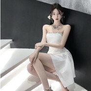 憶靜萱（YIJINGXUAN）法式氣質(zhì)一字領(lǐng)抹胸包臀短裙子女夏季性感一字肩小禮服連衣裙夜店 白色【高端輕奢小眾/赫本風(fēng)/小香 S 85-95斤