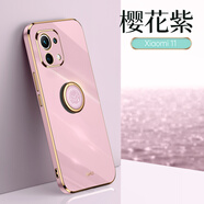 銘玳 適用小米11手機殼小米11Pro保護(hù)套小米11 Pro全包防摔簡約直邊電鍍純色手機殼潮流男女款 櫻花紫  小米11 直邊6D電鍍【配保護(hù)膜+同款指環(huán)支架+便攜掛繩】