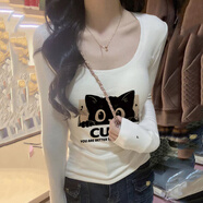 妃麗慕尚正肩白色U領(lǐng)德絨緊身長(cháng)袖t恤女內搭上衣秋冬磨毛加厚大領(lǐng)口打底衫 【薄款】789-339白色 XL 建議130斤以?xún)?
                                         title=