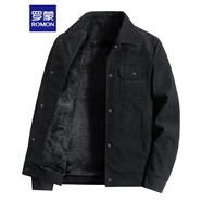 羅蒙（ROMON）夾克男士春秋時(shí)尚翻領(lǐng)上衣商務(wù)休閑燈芯絨外套男2270黑色加絨XL