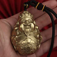 純銅財神爺手把件男士隨身把玩黃銅招財可愛女用解壓文玩長輩禮品 喜樂財神棕繩款