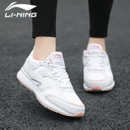 李寧（LI-NING）女鞋運(yùn)動鞋子女春夏季跑步鞋女士輕便耐磨休閑鞋云減震健身慢跑鞋 標(biāo)準(zhǔn)白/鹽粉色 38
