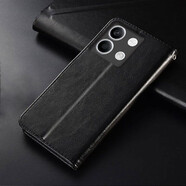 佩諾小米Redmi Note13Pro保護套紅米+手機殼可支架翻蓋式皮套男女錢包款鏡頭全包防摔軟外殼 【搭扣錢包款】黑色 紅米note13 5G版