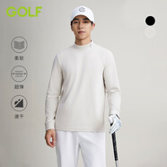 高爾夫（GOLF）長袖T恤男秋冬內(nèi)搭打底衫半高領(lǐng)彈力運(yùn)動(dòng)休閑圓領(lǐng)體恤 淺灰色 M