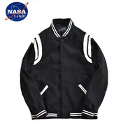 NASALIKE春秋季明星同款ins毛呢棒球服外套男女學(xué)生韓版權志龍情侶夾克潮 黑色 夾克款 M