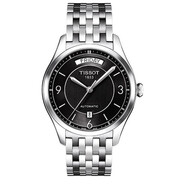 天梭（TISSOT）瑞士手表 唯意系列時尚自動機械表雙日歷鋼帶防水男士休閑腕表 黑盤鋼帶T038.430.11.057.00