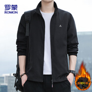 羅蒙（ROMON）夾克男潮流秋季商務(wù)行政立領(lǐng)寬松休閑防風(fēng)外套男裝JK83 黑色 XL