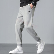 JEEP SPIRIT休閑褲男士針織褲男裝收口小腳褲運動(dòng)休閑束腳褲男百搭長(cháng)褲子 春款 灰色 6151 2XL 建議155-175斤